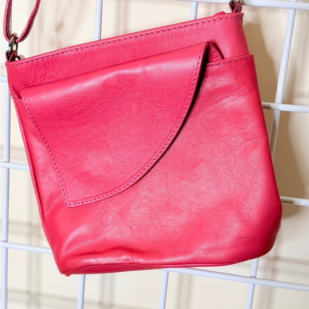 Source Unknown Bright Pink Leather Crossbody Bag … - image 2